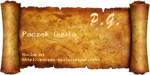 Paczek Gyula névjegykártya